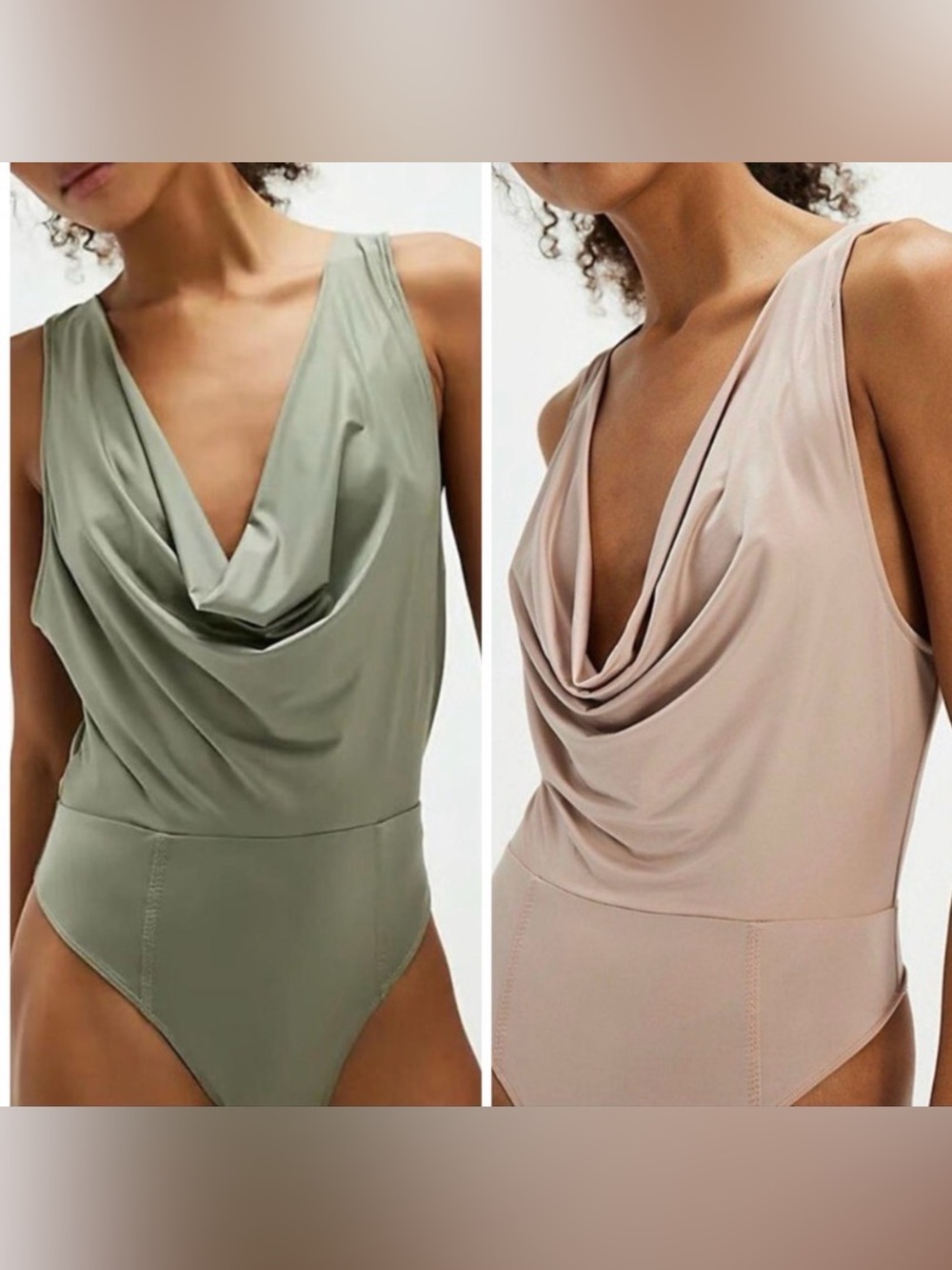 Free People Intimately Women Laurel Oak When And Where Bodysuit Cowl Neck
